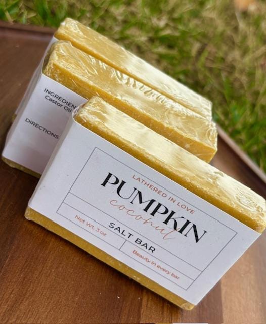 Pumpkin Salt Bar- All Natural handmade cold process soap, Mother's Day gift, Party Favors, Bridal Shower, Baby showers, & more, Artisan Soap