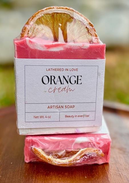 Orange Cream- All Natural handmade cold process soap, Mother's Day gift, Party Favors, Bridal Shower, Baby showers, & more, Artisan Soap
