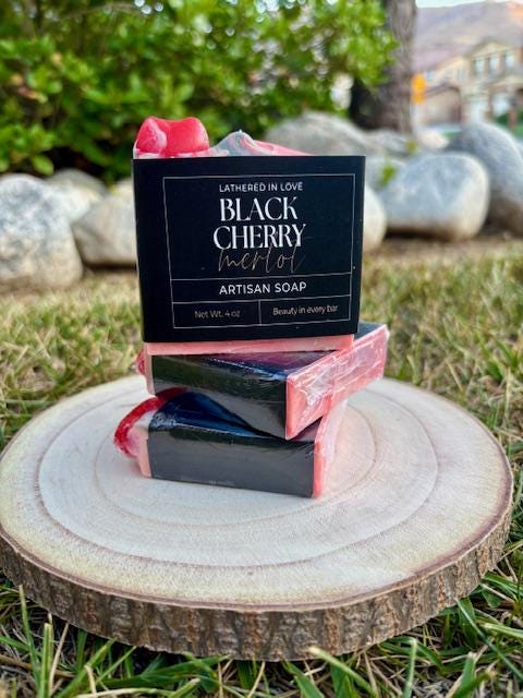 Black Cherry - All Natural handmade cold process soap, Mother's Day gift, Party Favors, Bridal Shower, Baby shower and more