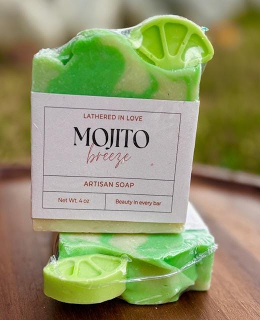 Mojito- All Natural handmade cold process soap, Mother's Day gift, Party Favors, Bridal Shower, Baby showers, & more, Artisan Soap