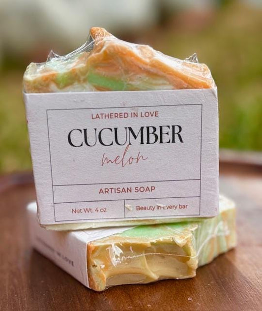 Cucumber Melon- All Natural handmade cold process soap, Mother's Day gift, Party Favors, Bridal Shower, Baby showers, & more, Artisan Soap
