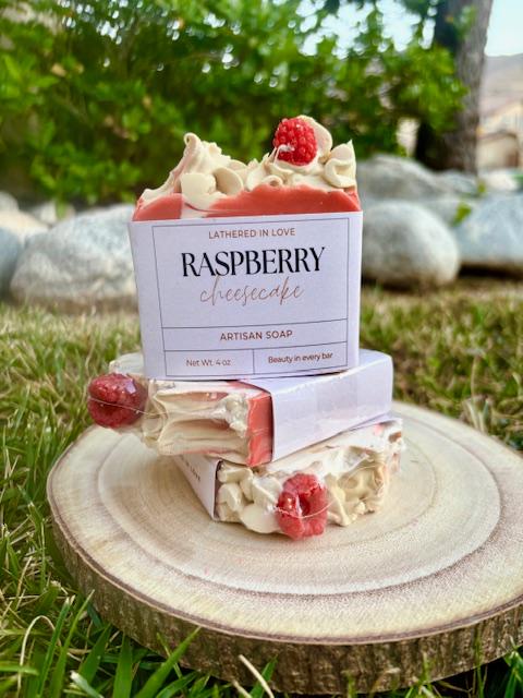 Raspberry cheesecake - All Natural handmade cold process soap, Mother's Day gift, Party Favors, Bridal Shower, Baby showers, & more,