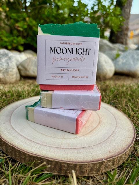 Moonlight Pomegranate  - All Natural handmade cold process soap, Mother's Day gift, Party Favors, Bridal Shower, Baby showers, and more