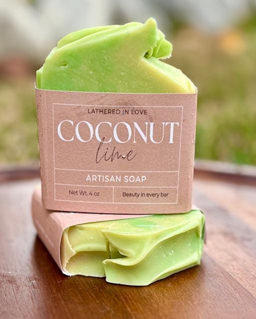 Coconut Lime - All Natural handmade cold process soap, Mother's Day gift, Party Favors, Bridal Shower, Baby showers, & more, Artisan soap