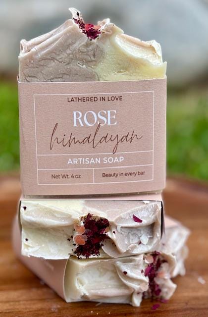 Rose & Himalayan  - All Natural handmade cold process soap, Mother's Day gift, Party Favors, Bridal Shower, Baby shower and more