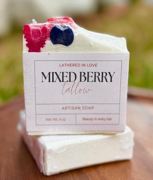 Mixed Berry -Tallow cold process soap, Mother's Day gift, Party Favors, Bridal Shower, Baby showers, & more, Artisan Soap