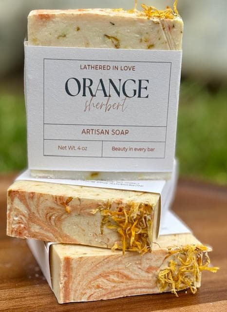 Orange Sherbert - All Natural handmade cold process soap, Mother's Day gift, Party Favors, Bridal Shower, Baby shower and more