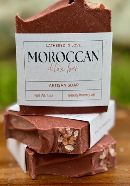 Moroccan Detox Bar - All Natural handmade cold process soap, Mother's Day gift, Party Favors, Bridal Shower, Baby shower and more