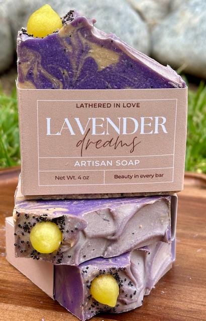 Lavender Dreams - All Natural handmade cold process soap, Mother's Day gift, Party Favors, Bridal Shower, Baby shower and more