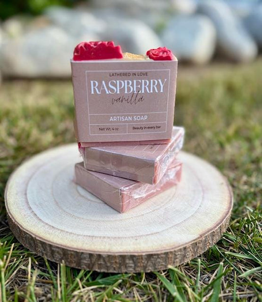 Raspberry Vanilla - All Natural handmade cold process soap, Mother's Day gift, Party Favors, Bridal Shower, Baby shower and more