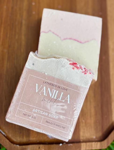 Vanilla Mint- All Natural handmade cold process soap, Mother's Day gift, Party Favors, Bridal Shower, Baby showers, & more, Artisan Soap