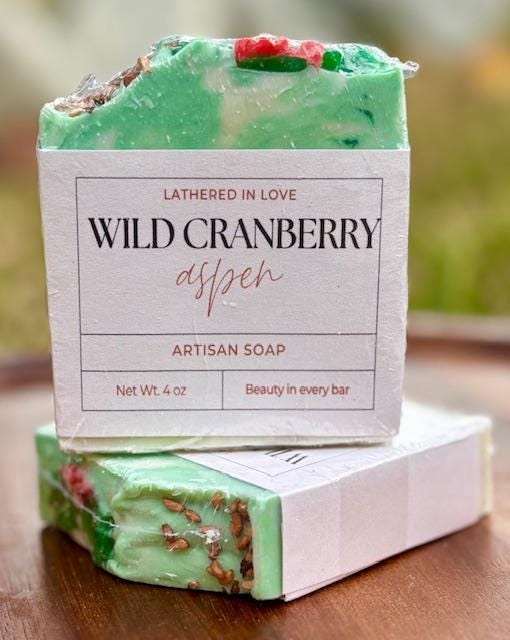 Cranberry Aspen - All Natural handmade cold process soap, Mother's Day gift, Party Favors, Bridal Shower, Baby showers, & more, Artisan Soap