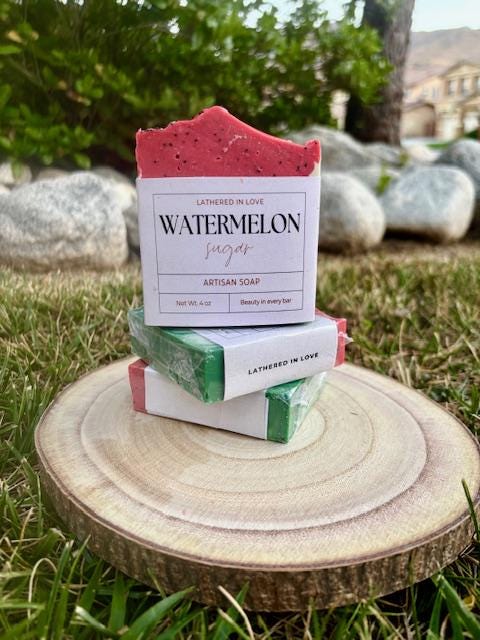 Watermelon Sugar - All Natural handmade cold process soap, Mother's Day gift, Party Favors, Bridal Shower, Baby shower and more