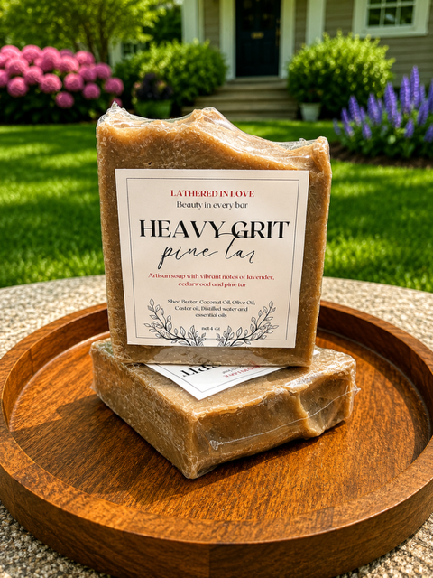 Heavy grit (pine tar) - All Natural handmade cold process soap, Mother's Day gift, Party Favors, Bridal Shower, Baby shower and more