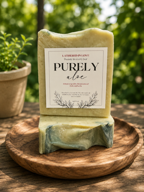 Purely Aloe - All Natural handmade cold process soap, Mother's Day gift, Party Favors, Bridal Shower, Baby shower and more