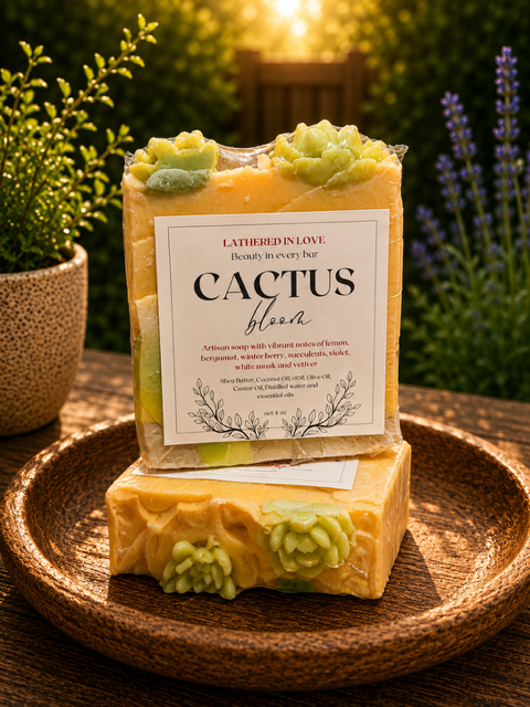 Cactus Bloom- All Natural handmade cold process soap, Mother's Day gift, Party Favors, Bridal Shower, Baby shower and more