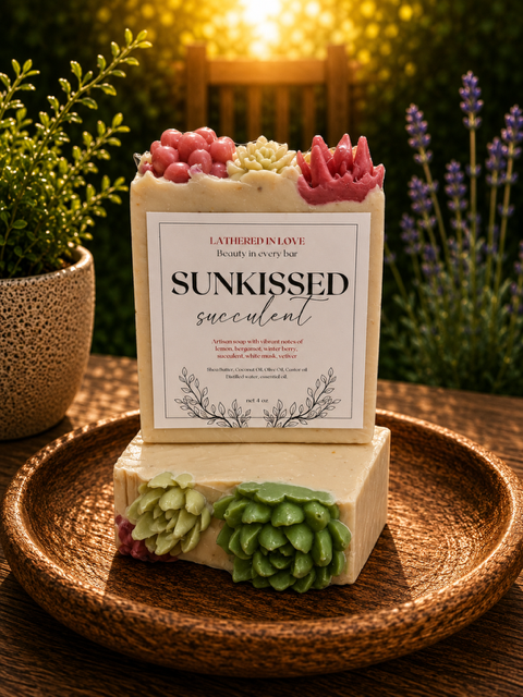 Sunkissed Succulent- All Natural handmade cold process soap, Mother's Day gift, Party Favors, Bridal Shower, Baby shower and more
