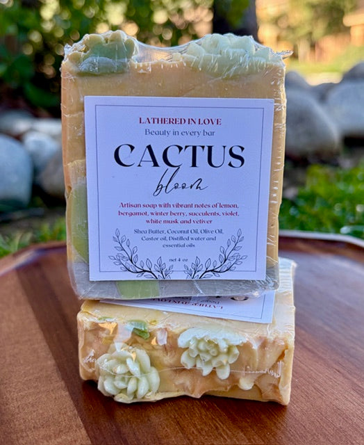 Cactus Bloom - All Natural handmade cold process soap, Mother's Day gift, Party Favors, Bridal Shower, Baby shower and more