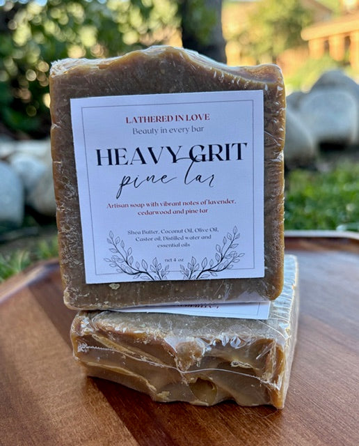 Heavy Grit (PINE TAR) - All Natural handmade cold process soap, Mother's Day gift, Party Favors, Bridal Shower, Baby shower and more