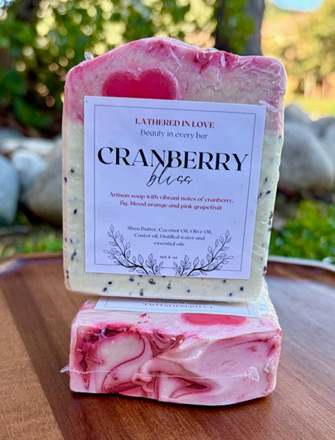 Cranberry Bliss - All Natural handmade cold process soap, Mother's Day gift, Party Favors, Bridal Shower, Baby shower and more
